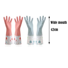 LHLZNB superior gloves medium - premium rubber washing up gloves for ultimate cleaning & dishwashing - durable, cotton-lined kitchen gloves medium & for comfort & protection (Pink+Blue)