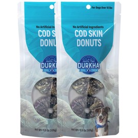 Durkha Cod Skin Donuts – All-Natural Dog Treats, High in Omega-3, Gentle on Stomachs, Infused with Himalayan Yak Cheese - Small - 2 Pack