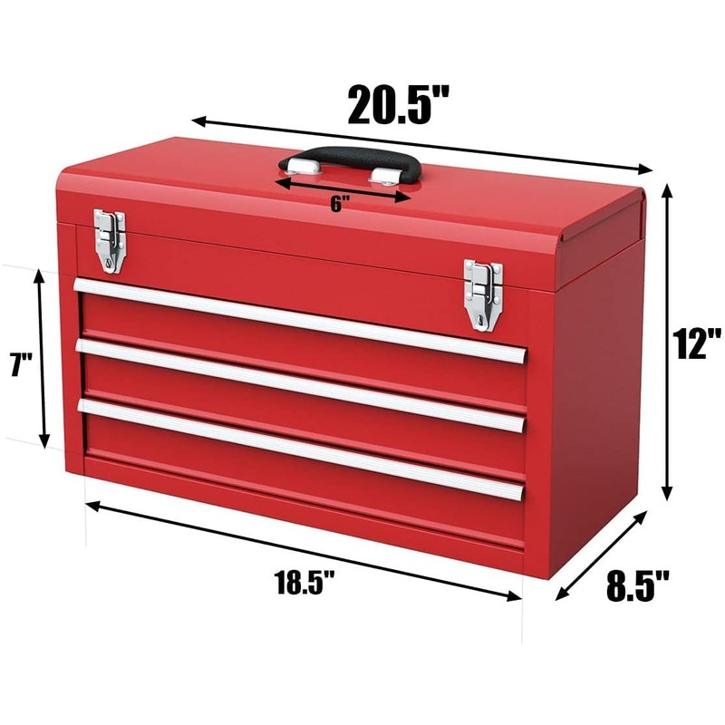 IRONMAX Portable Tool Box, Lockable Steel Tool Chest Cabinet w/