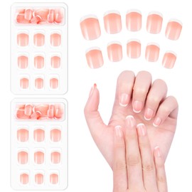Kiiwah Pack of 48 French False Nails for Gluing, 10 Sizes Artificial Fake Acrylic Fingernails with Nail Files and Nail Glue for Women and Girls DIY Manicure Decoration