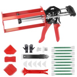 200ml Epoxy Gun Dual Component Professional Heavy-Duty Full Metal Caulking Guns For Dual Cartridges 1:1 & 2:1 Mix Epoxy Applicator For Panel Bonding Structural Repair Adhesive Sealant Red