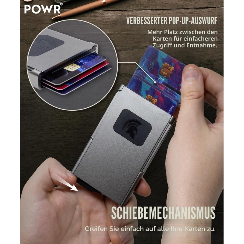 POWR Card Holder Wallet.RFID Card Holder for Men.Minimalist Wallet Credit