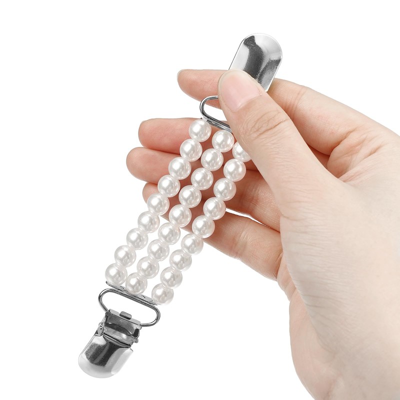 uxcell 4pcs Sweater Clips Cardigan Collar Clips Faux Pearl Dress