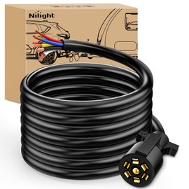 Nilight 16 Feet 7 Way Inline Trailer Cord Heavy Duty 7 Pin RV Blade Trailer Side Wiring Harness 7 Pole Double Prongs Trailer Extension Cord for Towing Vehicle Truck Camper RV