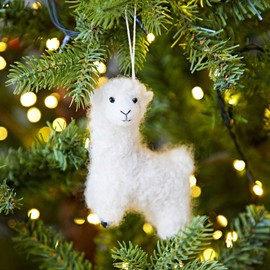 Felt Alpaca Christmas Decoration - Felted Ornament - Wool Christmas Bauble - Felt Handmade Xmas Décor - Classic Tree Ornament