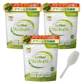 Taiyo Labo Sun Fiber 6.3 oz (180 g) x 3 Bags Set with Exclusive Spoon, Water Soluble Dietary Fiber, Guar Beans, Powder, Supplement, Plant Derived