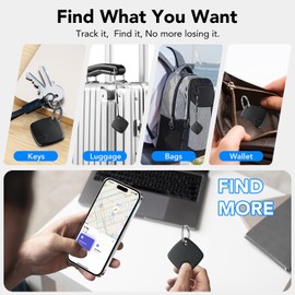 Air Tag (Black) 5-Pack, Bluetooth Tracker Work with Apple Find My (iOS Only), Key Finder and Item Locator Smart Tag with Key Ring/Lanyard, Tracker Tag for Keys/Luggage/Wallet, Replaceable Battery