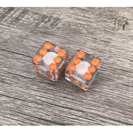 Unbranded 2X Clear Dice Orange Dots Valve Stem Cover Caps Car Bike Motorcycle Bicycle