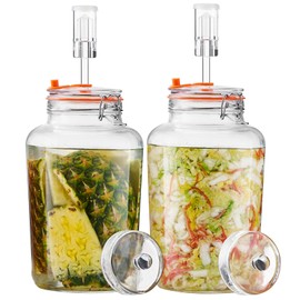 Glolaurge 1 Gallon Fermentation Jars with Airlocks & Glass Weights, 2-Pack