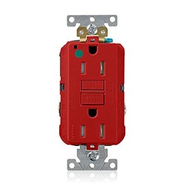 Leviton GFTR1-HGR 15A-125V Extra-Heavy Duty Hospital Grade Tamper-Resistant Duplex Self-Test GFCI Receptacle, Red, 15-Amp