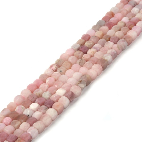 Natural Peruvian Pink Opal Gemstone 4mm Faceted Cube Square Loose