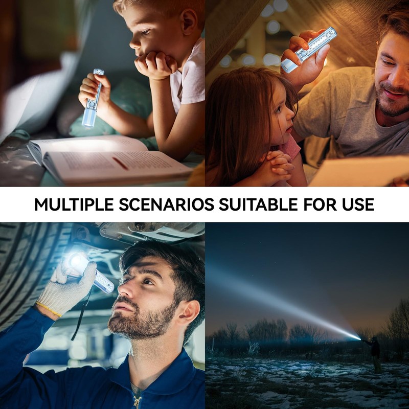 VAVOFO Blue LED Tactical Flashlight - USB-C Rechargeable, High Lumen,