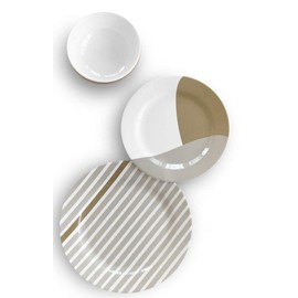 Bowla 12-Piece Melamine Dinnerware Set - Service for 4 (Moden Strip I)