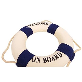 osters muschel-sammler-shop Maritime Decorative Life Ring Welcome on Board Blue/White, Fishing Net Decoration, Sea Decoration, Maritime Decoration, Wedding Decoration