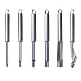 Yiasangly Fruit and Vegetable Corer Tool, Multi-Function Stainless Corer and Pitter Remover Set for Apple, Pear, Cherry, Jujube, Red Dates, Berry, Chili, Jalapeno Pepper, Tomato, potato - 6 Pieces