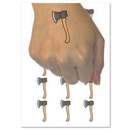 Wood Cutting Axe Temporary Tattoo Water Resistant Fake Body Art Set Collection - 54 1" Tattoos (1 Sheet)