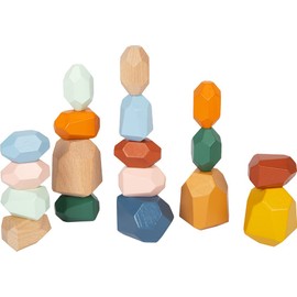 small foot 12226 Wooden Balancing Stones "Safari" for Children from 3 Years for Training Fine Motor Skills
