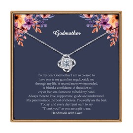 IEFLIFE Godmother Gifts Godmother Necklace, Love Knot Necklace Thank You Gifts God Mother Jewelry Mothers Day Valentines Gifts for Godmother