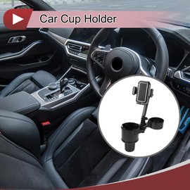 HEROFFIX 1 Pcs for Most Vehicles 3 in 1 Car Cup Holder Adjustable Phone Bracket Holder Additional Cup Holder Extender 425x100mm Gray ABS