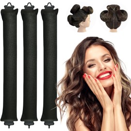 Lockenwickler Über Nacht, 3 Stück Heatless Curls Band Mit Flanellüberzug, Hitzefreie Lockenwickler Mit Haken, Overnight Curls, Haarstyling-Tools Für Langes Haar Von Frauen (Black)