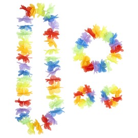 Rainbow Color Hawaiian Sets Accessory for Tropical Hawiian Fancy Dress