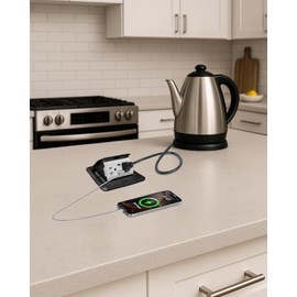 JACEPFY Pop Up Floor Outlet with Stainless Steel Cover 20amp TR Outlet and USB Chargers Receptacle Box (Black, Type-C 2pack)