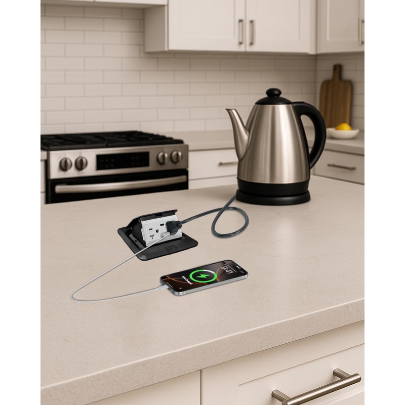 JACEPFY Pop Up Floor Outlet with Stainless Steel Cover 20amp