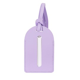 Wasama Genuine Leather Luggage Tag | Travel Baggage Tag with RFID Protection | Durable Strap & Privacy Flap (Lavender Love Purple)