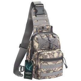 G4Free Tactical EDC Sling Bag, Military Sport Shoulder Backpack Crossbody Daypack Satchel for Hiking Hunting Trekking Fishing(Acu Camo)