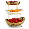 YYW 3 Tier Fruit Bowl for Kitchen Counter, White Gold