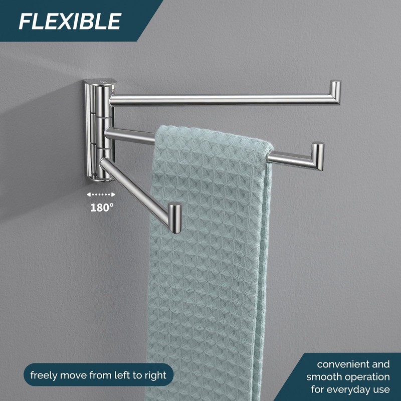 Angle Simple Swivel Hand Towel Rack 3 Bars Polished Chrome,