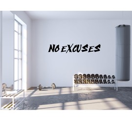 Gym and Office Motivational Vinyl Wall Decals - Choose Your Favorite Phrase and Size. (No Excuses XL)