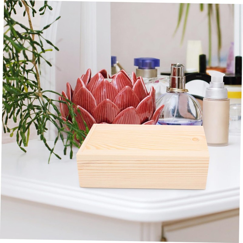 Gadpiparty 2Pcs Wooden Storage Box with Sliding Lid Rustic Keepsake