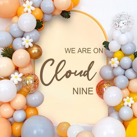 We are On Cloud Nine Decal, We are On Cloud Welcome to Baby Shower Sign, Baby Shower Decor,Gender Reveal Party Stickers, Engagement Photo Booth Backdrop.