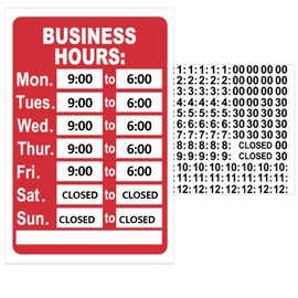 Opening Hours Sticker Waterproof, Business Hour Sign Changeable, Store Hours Sign, Shop Window Opening Hours, Opening Hour Sign, Open Sign with Hours for Restaurants, Bars