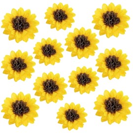 Paper Flowers 12pcs Sunflower Decoration Set 20cm 25cm 30cm 4pcs Each Paper Pom Poms Hanging Wall Decor for Party Celebration Event Birthday Graduation Home Decor