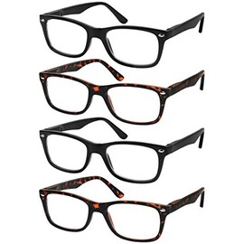 Success Eyewear Reading Glasses Set of 4 Quality Readers Spring Hinge Glasses for Reading for Men and Women Set of 2 Black and 2 Havana 2.5