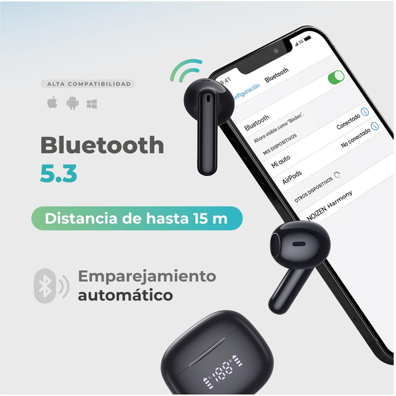 BINDEN Audífonos Inalámbricos Harmony Semi In Ear Sonido Hi-Fi con