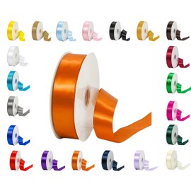 25 Metres Rolls Double Sided Satin Ribbon Reels in Range of Widths & Colours (Orange, 6mm x 25 Metres)