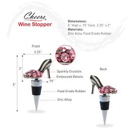 Cheers High Heel Shoe Metal Wine Stopper - Elegant Decor Bottle Stopper for Wine Bottles Party Decor