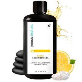 Juman Therapeutic Body Massage Oil | Lemon Scented | Enriched with Olive, Sweet Almond and Other Essential Oils | Relaxing, Massage Oil | for Silky & Softer Skin | Body Moisturizer | 6.76 OZ