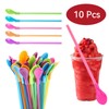 BHSTTNIXP 10 PCS Plastic Straws,Reusable Slush Straws,Simple Colorful Straw Spoon