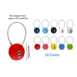 Kellegour 10 pieces luggage lock, combination lock, 3 digits, suitcase lock, combination lock, padlock wire rope, mini password lock, for cupboards, travel bag, travel luggage, suitcase, lockers (10