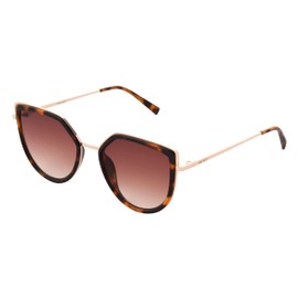Nine West Women's Kaia Cateye Sunglasses, Shiny Tortoise and Light Gold, 53 mm