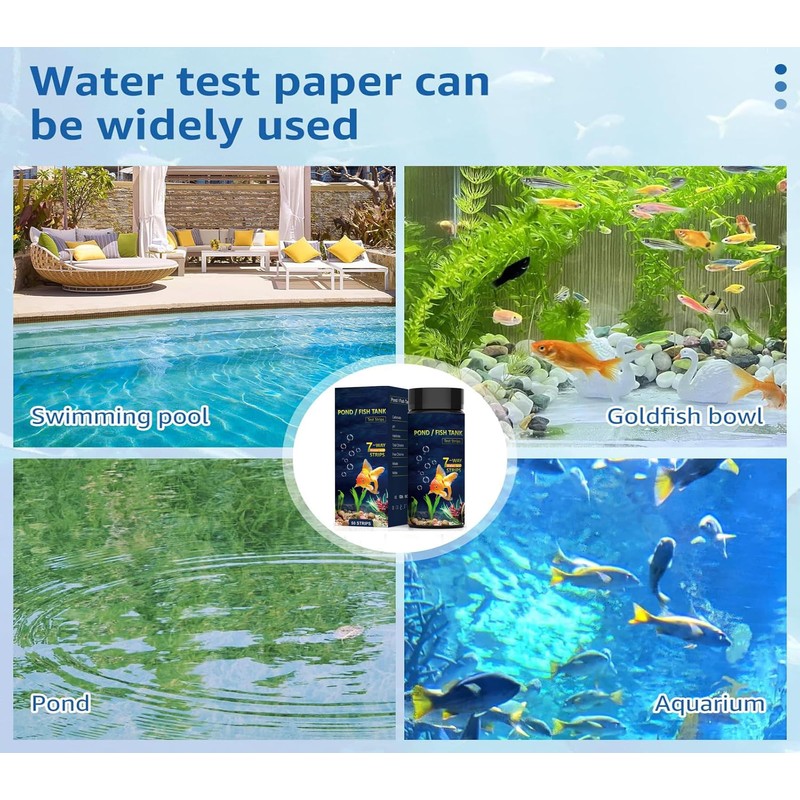 7 in 1 Aquarium Test Strips, 100 Strips Fish Tank