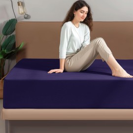 Simply Amelia Single Fitted Sheet Navy 100% Brushed Cotton 30cm Deep Super Soft and Breathable Shrinkage & Fade Resistance Machine Washable Corner Elastic Bed Sheet (90 X 190 CM)