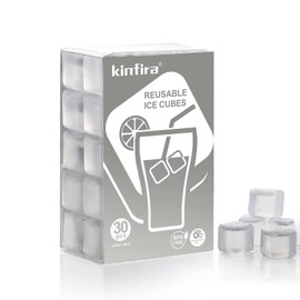 30 PCS Reusable Ice Cubes for Drinks - Refreezable Plastic Ice Cubes to Cool Drinks without Diluting Pretty Good for Parties BPA Free Dishwasher Safe White Clear