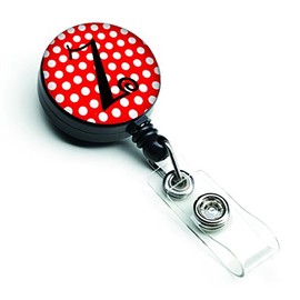 Caroline's Treasures Monogram, Initial Z Red Black Polka Dots Retractable Badge Reel, Multicolor (CJ1012-ZBR)