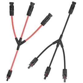 TCEUMIK Solar Connectors Y Branch Parallel Adapter 1 to 3 Solar Panel Connectors 30A Cable for Connecting Solar Panel(M/FFF, F/MMM) 1 Pair Red Black