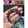 RAYON Top! 3A FLUORITE Sphere & Column bead bracelet for